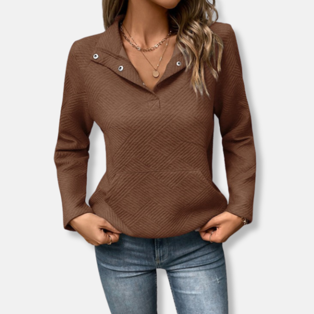Drune | Baumwolle Gestepptes Sweatshirt Lässiger Schnitt mit Kragenpullover