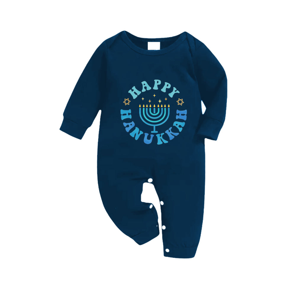 Drune | Familie Hanukkah Blau Karo Pyjama Set - Passende Urlaubs Schlafkleidung