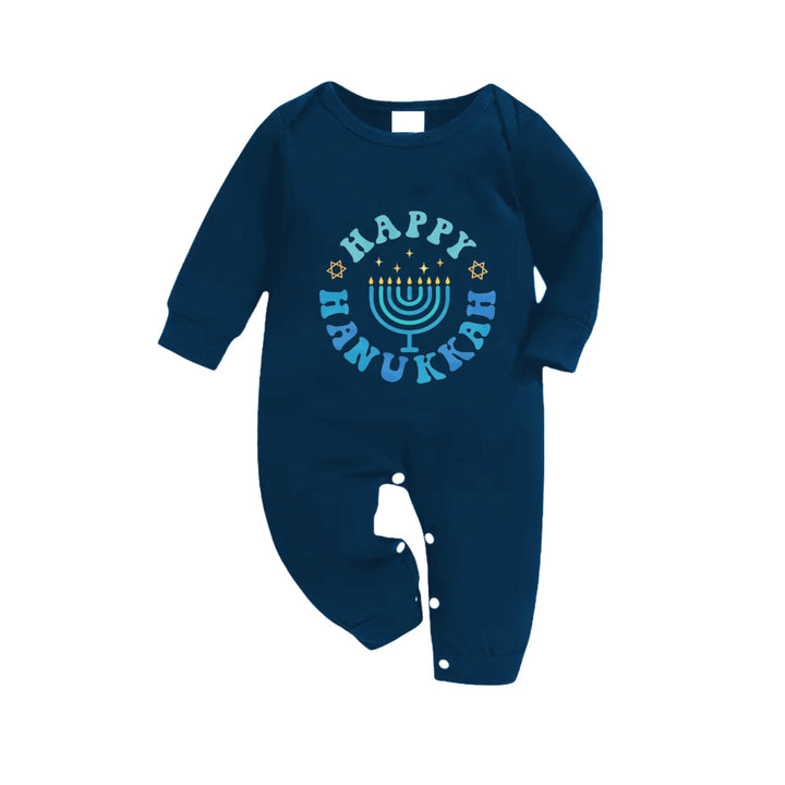 Drune | Familie Hanukkah Blau Karo Pyjama Set - Passende Urlaubs Schlafkleidung