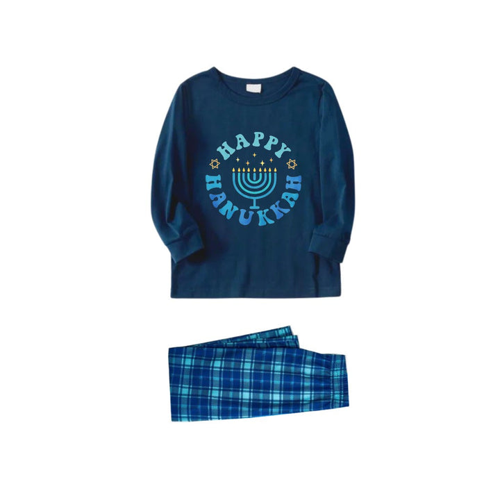 Drune | Familie Hanukkah Blau Karo Pyjama Set - Passende Urlaubs Schlafkleidung