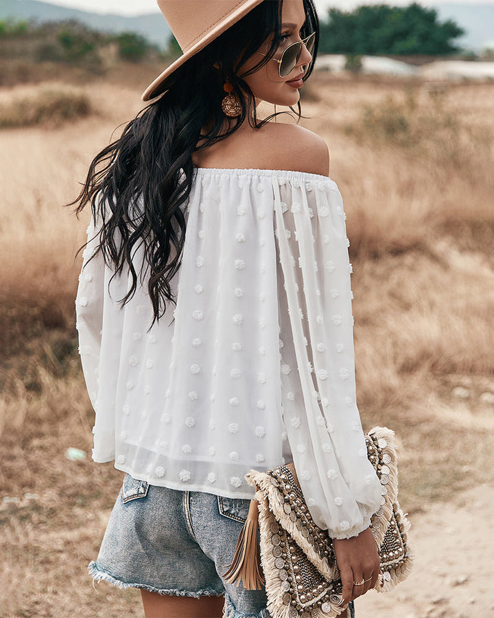 Drune | Off Shoulder Laterne Langärmeliges Rüschentop