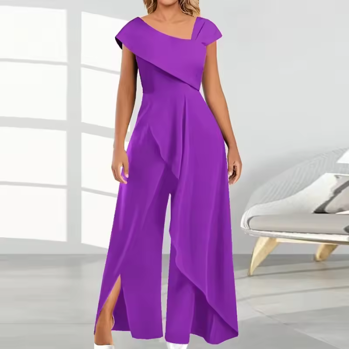 Drune | Eleganter Damen Jumpsuit Diagonale Asymmetrisches Design