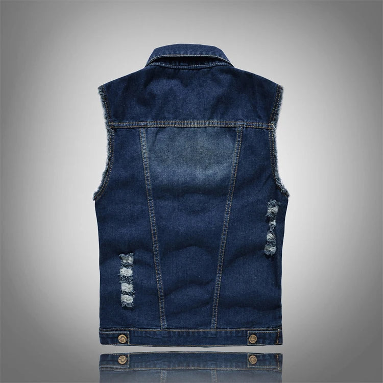 Drune | Zerrissene Denim-Weste
