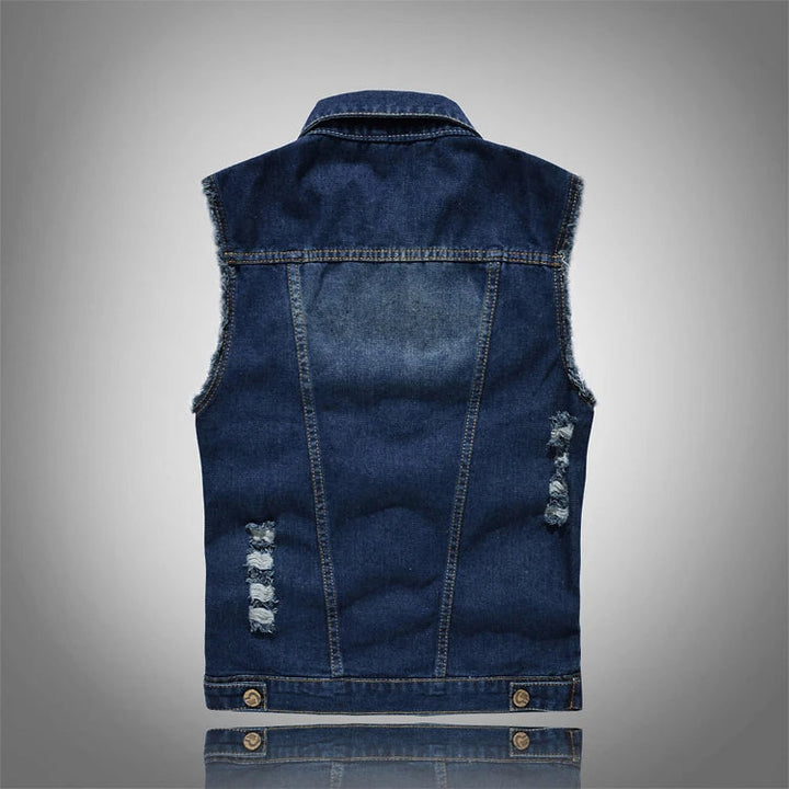 Drune | Zerrissene Denim-Weste