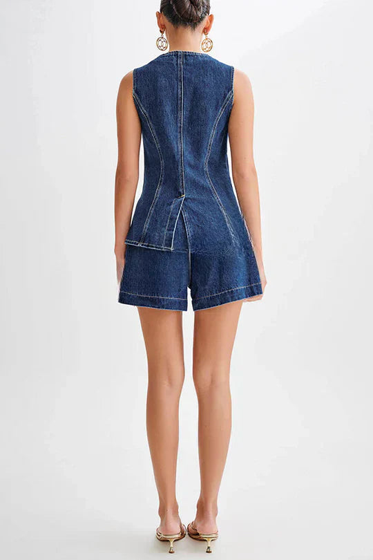 Drune | Ärmellose Denim-Weste mit Knopfschluss für Frauen