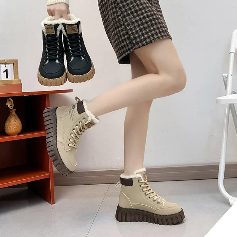 Drune | Damen High Top Dicksohlen Plus Fleece Martin Stiefel
