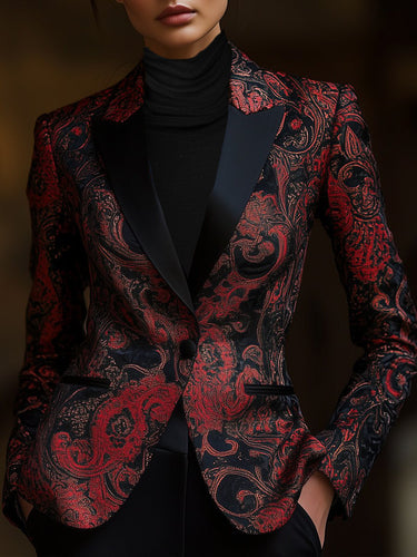 Drune | Satin Jacquard Blazer Mit Paisley Muster