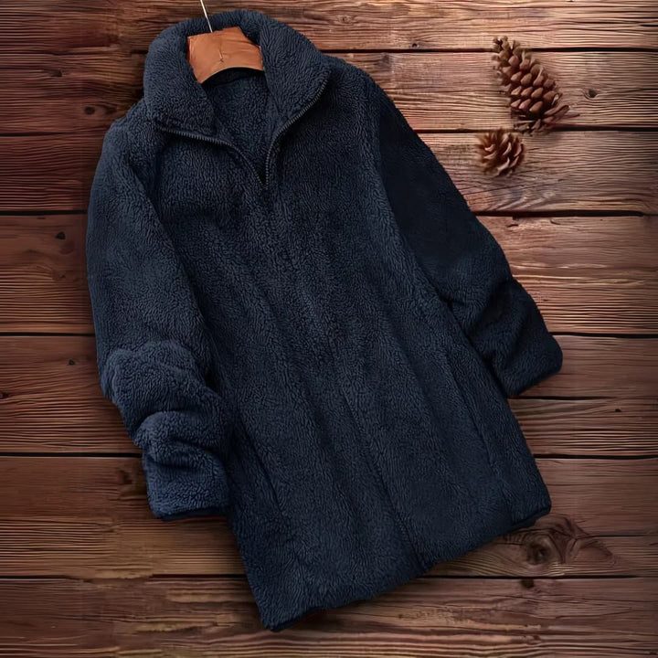 Drune | Damen Teddy Zip-Up Pullover Lässig Langarm Winterjacke