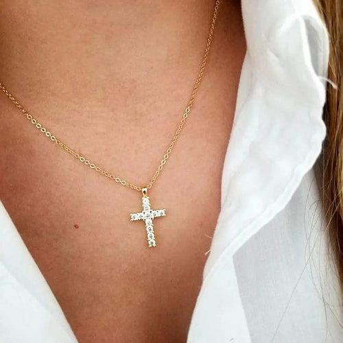 Drune | Eingelassene Kreuz Halskette Anhänger Schmuck Für Damen