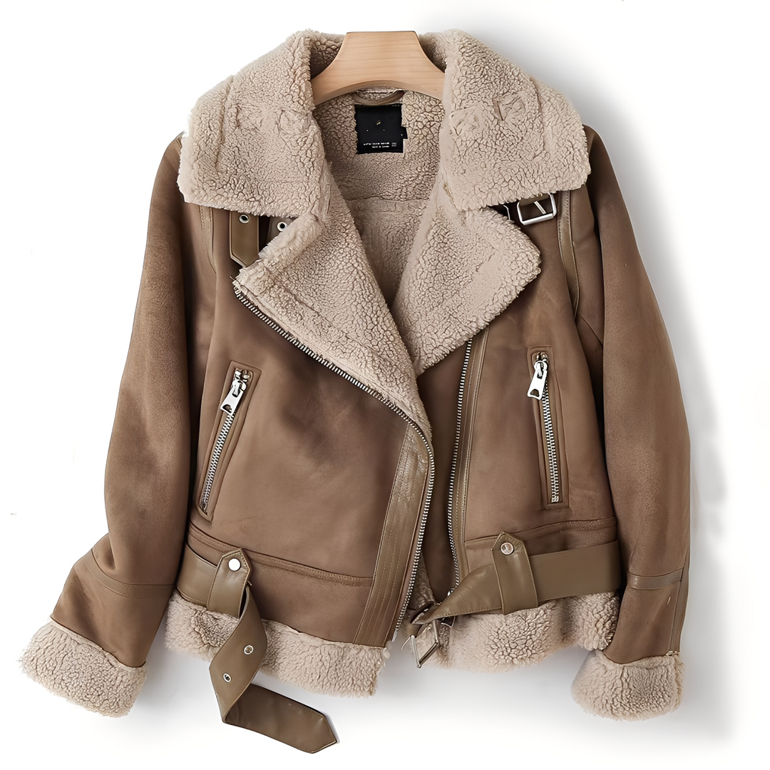 Drune | Stylische Damen-Wildlederjacke mit Gürtel