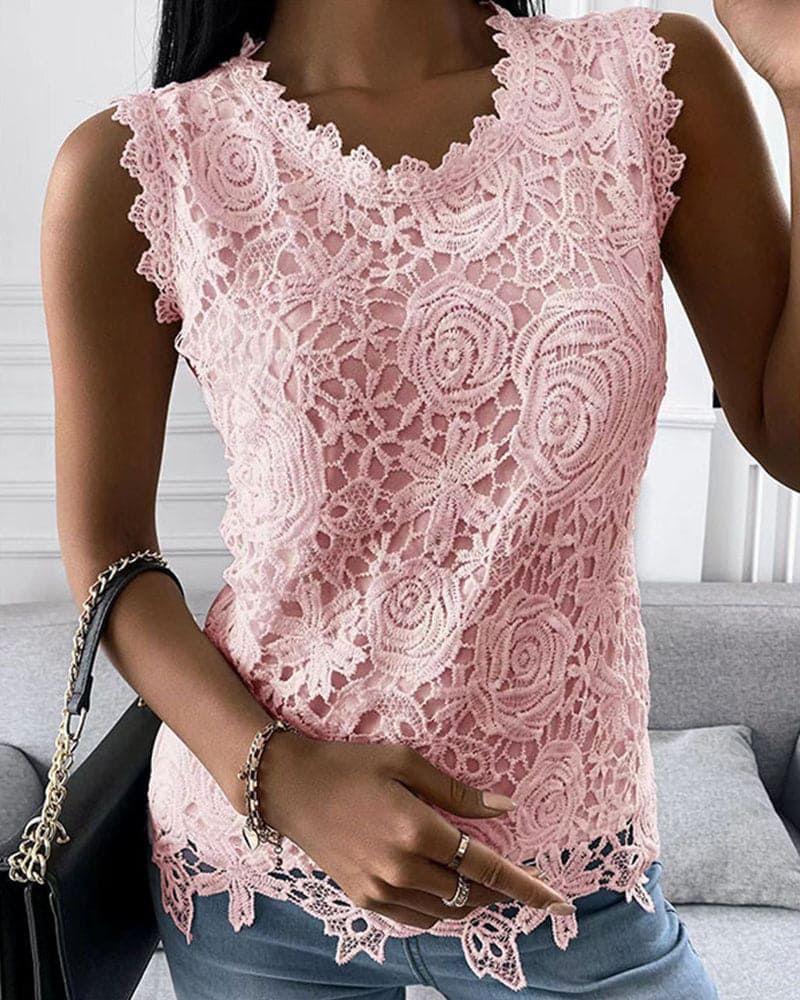 Drune | Elegante Bluse In Einer Einfarbigen Farbe mit Spitze