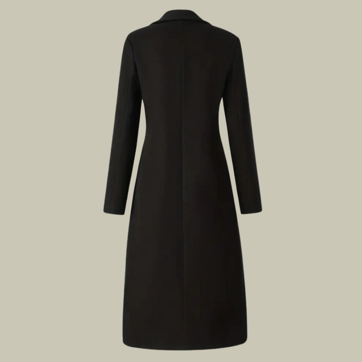 Drune | Damenmantel Jacke – Wollmischung – Doppelreiher – Taillierte Passform – Knielang