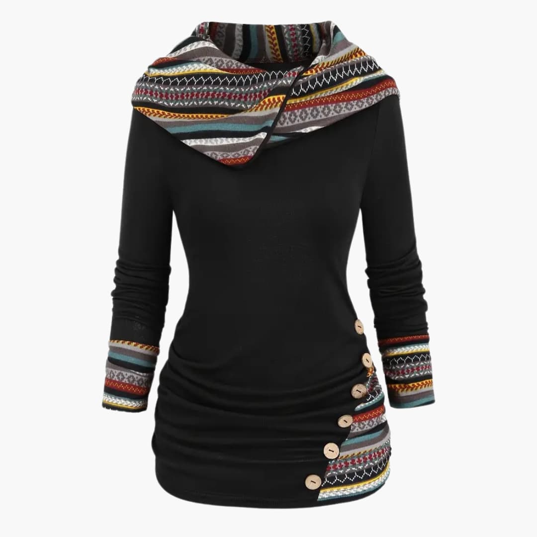 Drune | Stylischer Kapuzenpullover mit ethnischem Druck für Damen