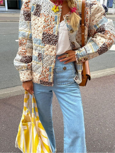 Drune | Steppjacke Patchwork Design Bequemer Und Lockere Fit Bohemian Stil