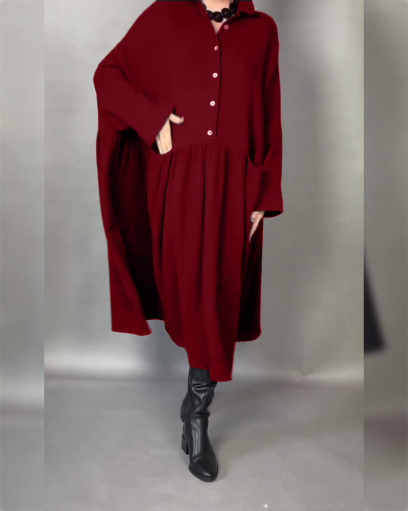 Drune | A-Linien Kleid mit Revers und Knöpfen