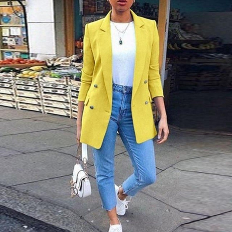 Drune | Damen Blazer Eleganter Longblazer Mit 3/4 Ärmeln, Ideal Für Business Looks