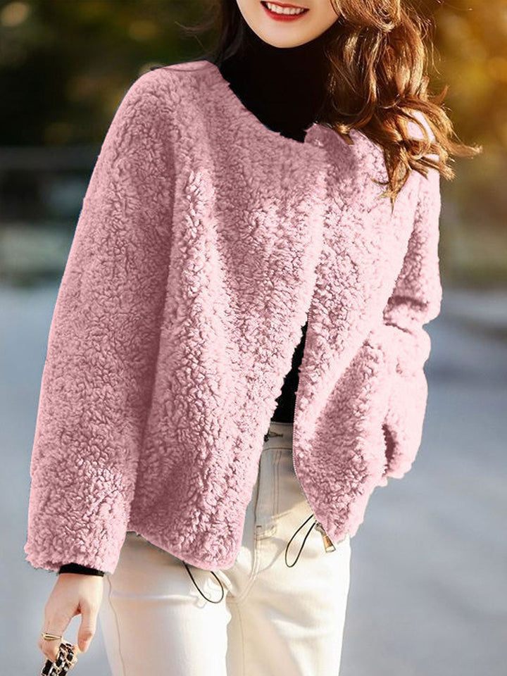 Drune | Lässige einfarbige Struktur-Fleece-Oberbekleidung
