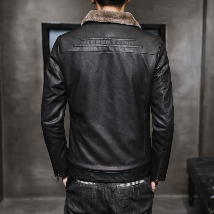 Drune | Lederjacke mit Fleecekragen für Männer