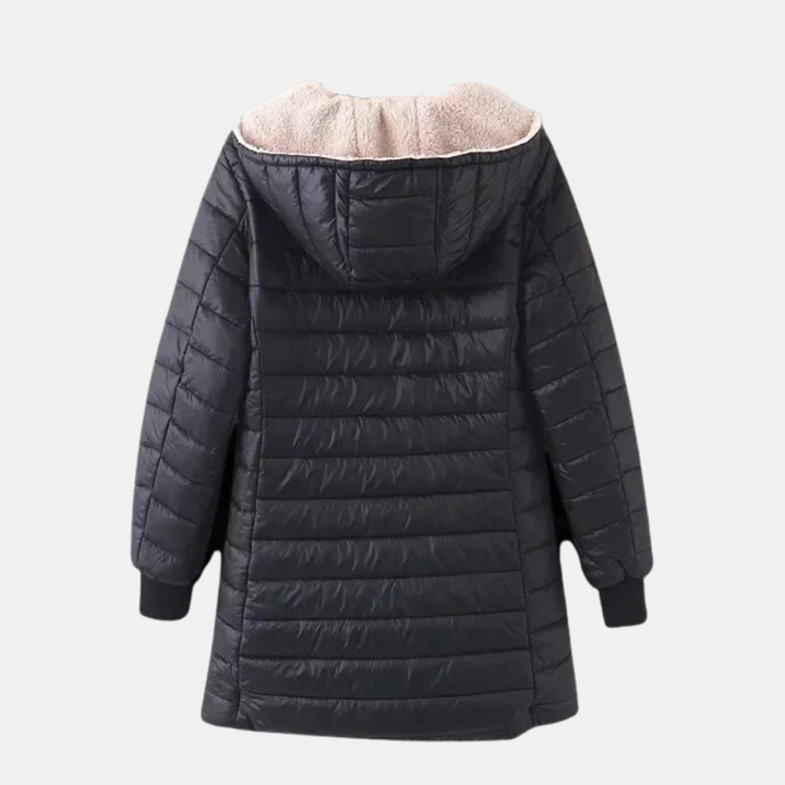 Drune | Steppjacke - Mittellang - Lockere Passform - Fleece-Futter - Kapuze