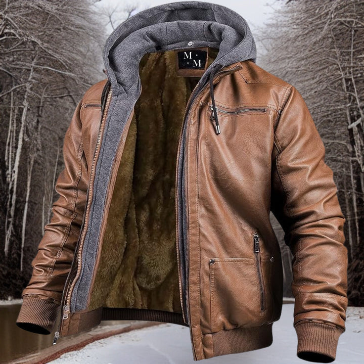 Drune | Lederjacke mit Kapuze für Männer