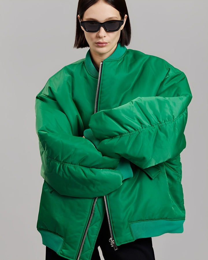 Drune Damen Oversize Bomberjacke mit Reißverschluss