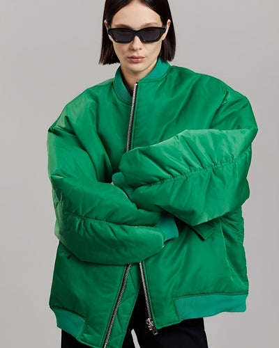 Drune Damen Oversize Bomberjacke mit Reißverschluss