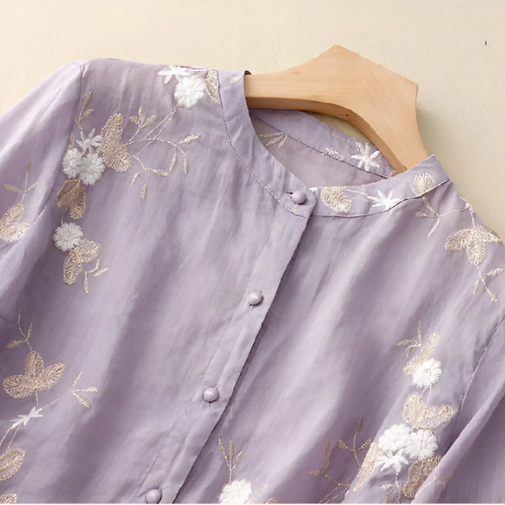 Drune | Bluse mit Stickerei Geschichteter Ärmel Leicht und Elegant