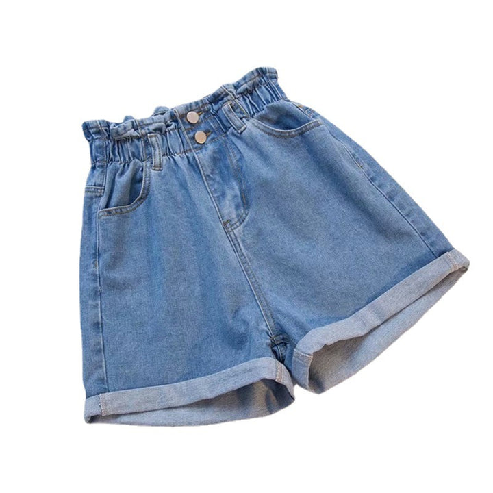 Damen Denim-Shorts mit hohem Bund und elastischem Taillenbereich Drune