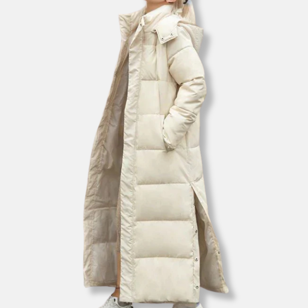 Drune | Pufferjacke Woven Blend Gesteppt Maxi Länge Hoher Kragen mit Kapuze