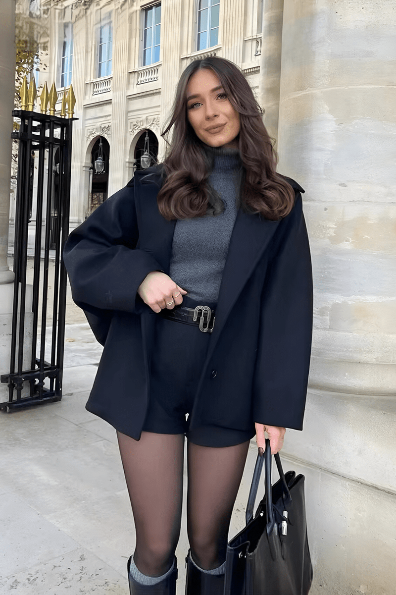 Drune | Wolle-Mischung Cape Mantel - Elegant & Schick - Minimalistischer Stil - Raffinierte Schichtung