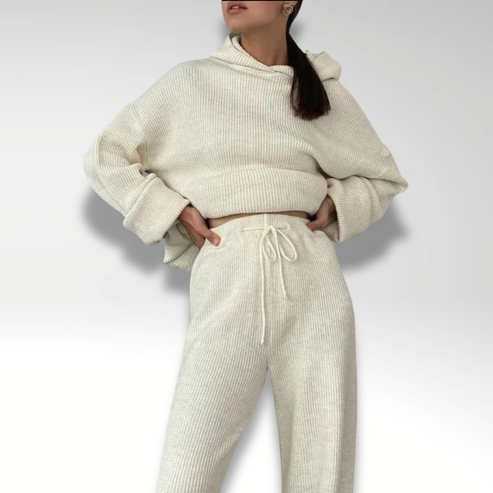 Drune | Luxus Frau Hoodie Gestreiftes Set