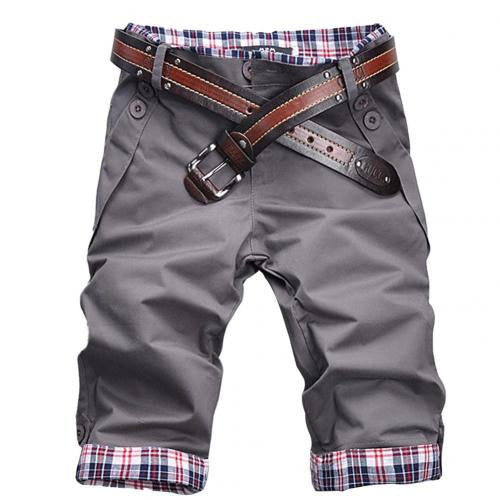 Drune – Hochwertige Shorts mit Gürtel und Karomuster
