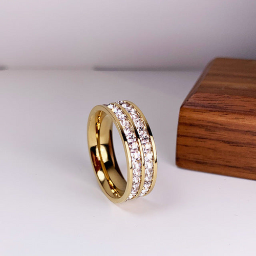Drune | Eleganter Eingelegter Zirkonia Ring Gold