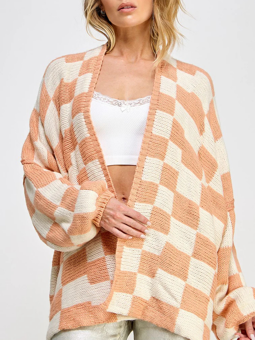 Drune | Karierter Strickcardigan