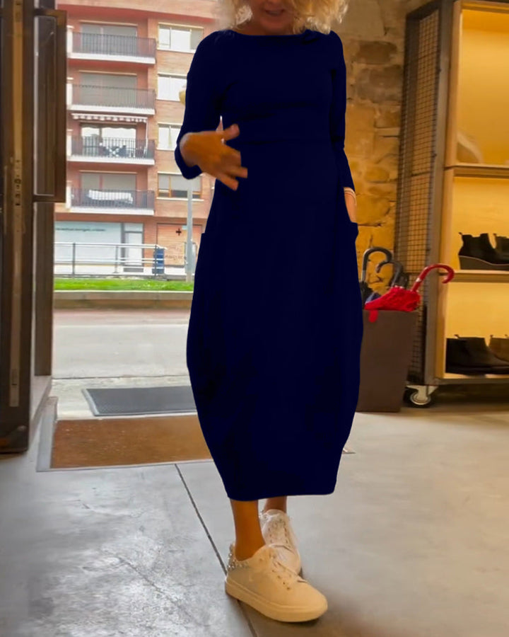 Drune | Kleid mit Rundhalsausschnitt und Langen Ärmeln und Tasche