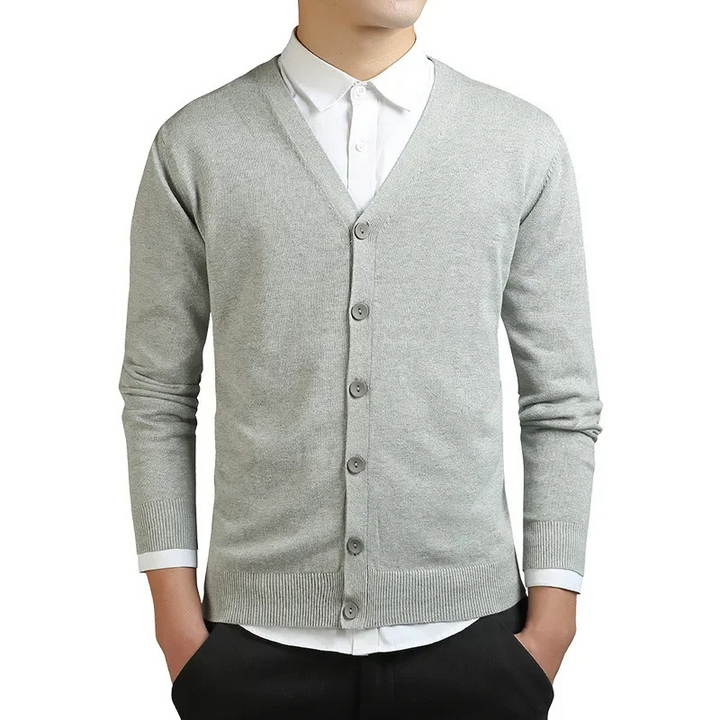 Drune | Herren Strickjacke Mit Knöpfen, V-ausschnitt, Leichtes Material, Slim Fit Design