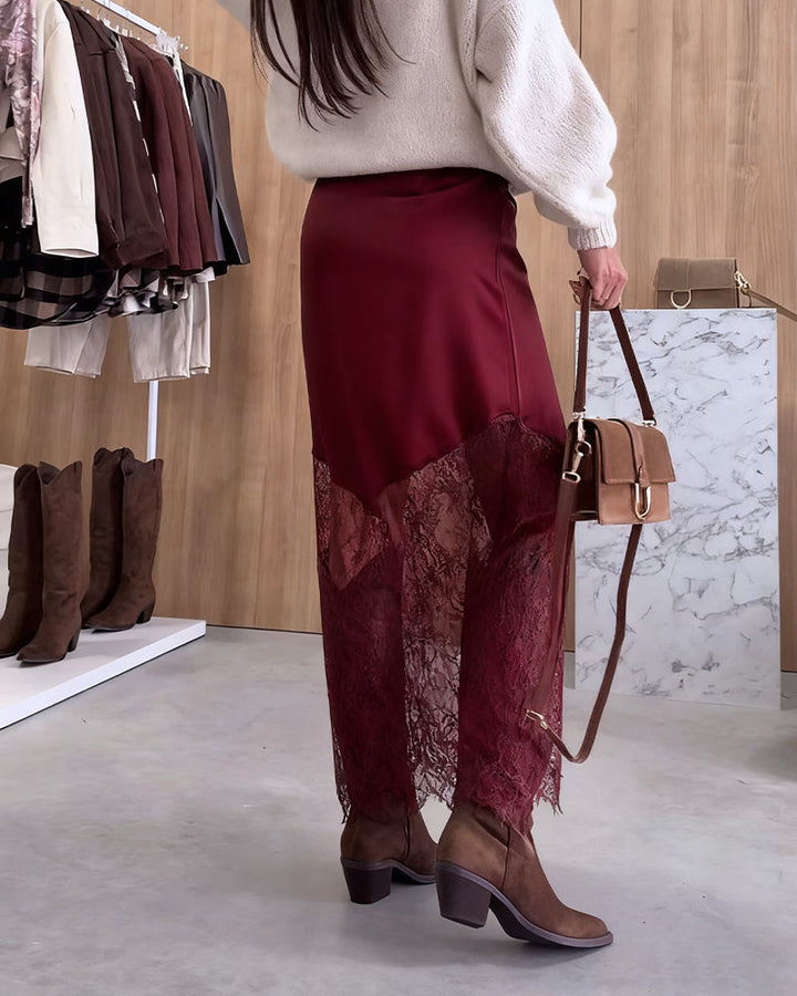 Drune | Satinrock mit Spitzen Patchwork