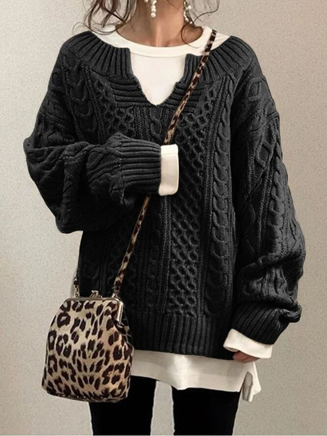 Drune Luxe Sweater | Bequemer warmer Oversized-Zopfpullover aus weichem Material