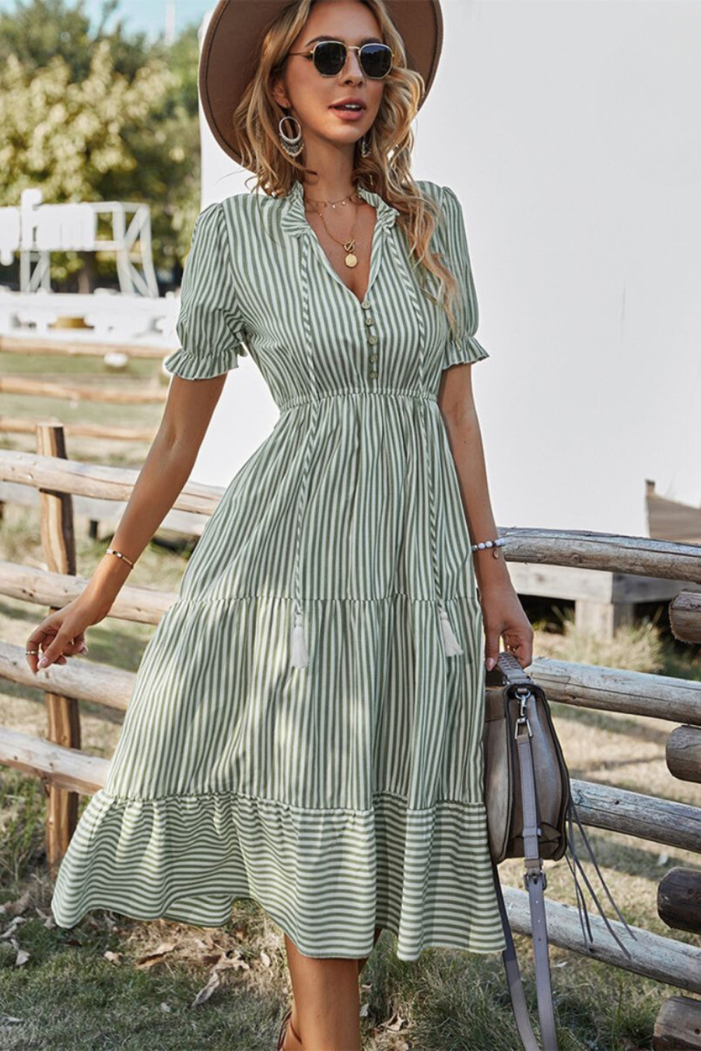 Drune | Gestreiftes Midikleid Mit Quasten Für Damen