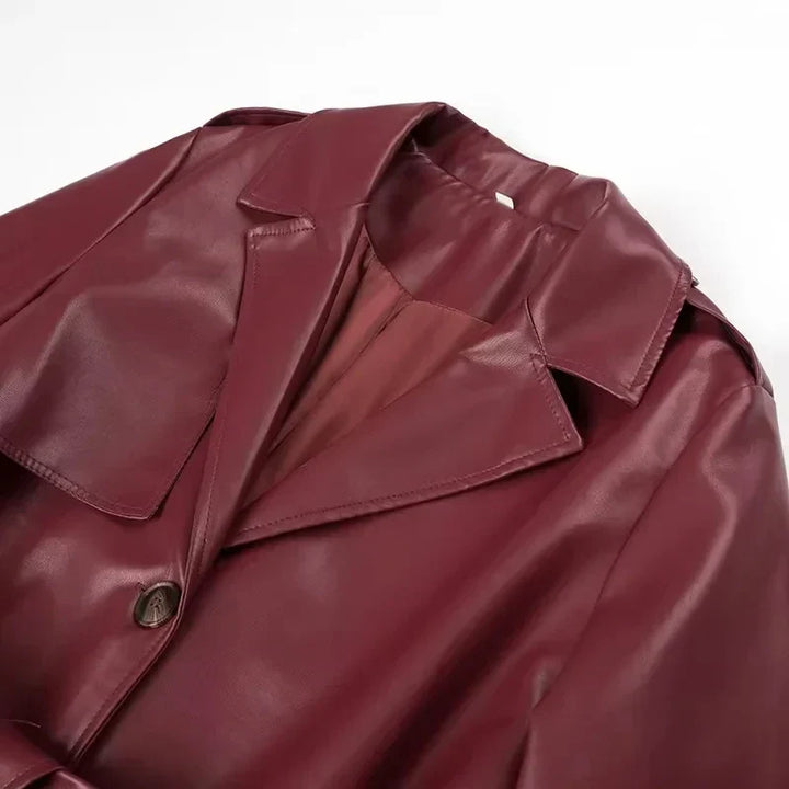 Drune | lange Retro-Jacke mit Gürtel