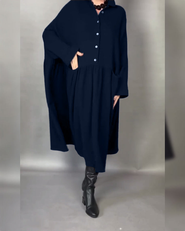 Drune | A-Linien Kleid mit Revers und Knöpfen