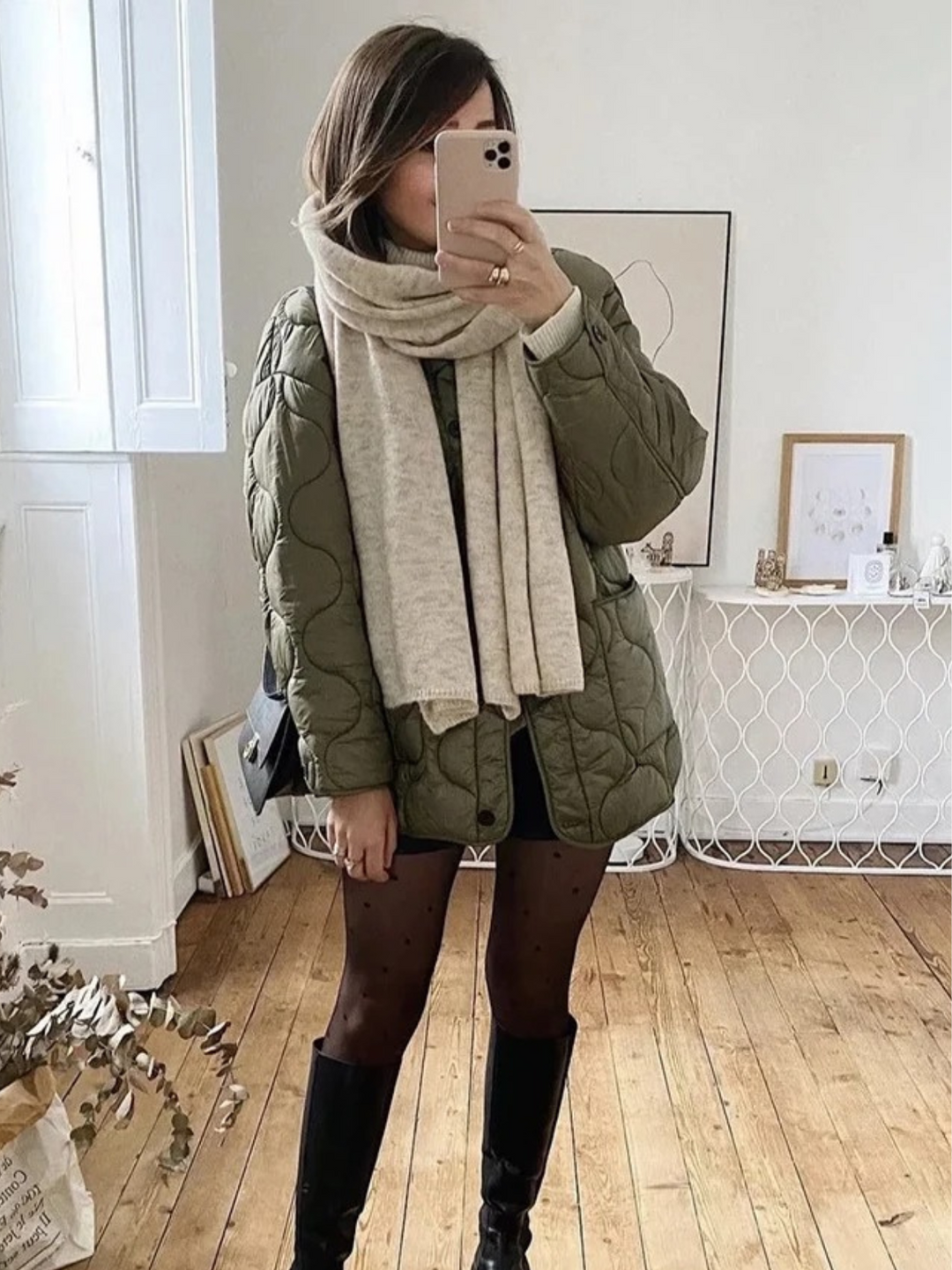 Drune | Trendy Olivgrüner Übergroßer Gestepptes Jacke für einen Stilvollen Look Ideal für Herbst/Winter