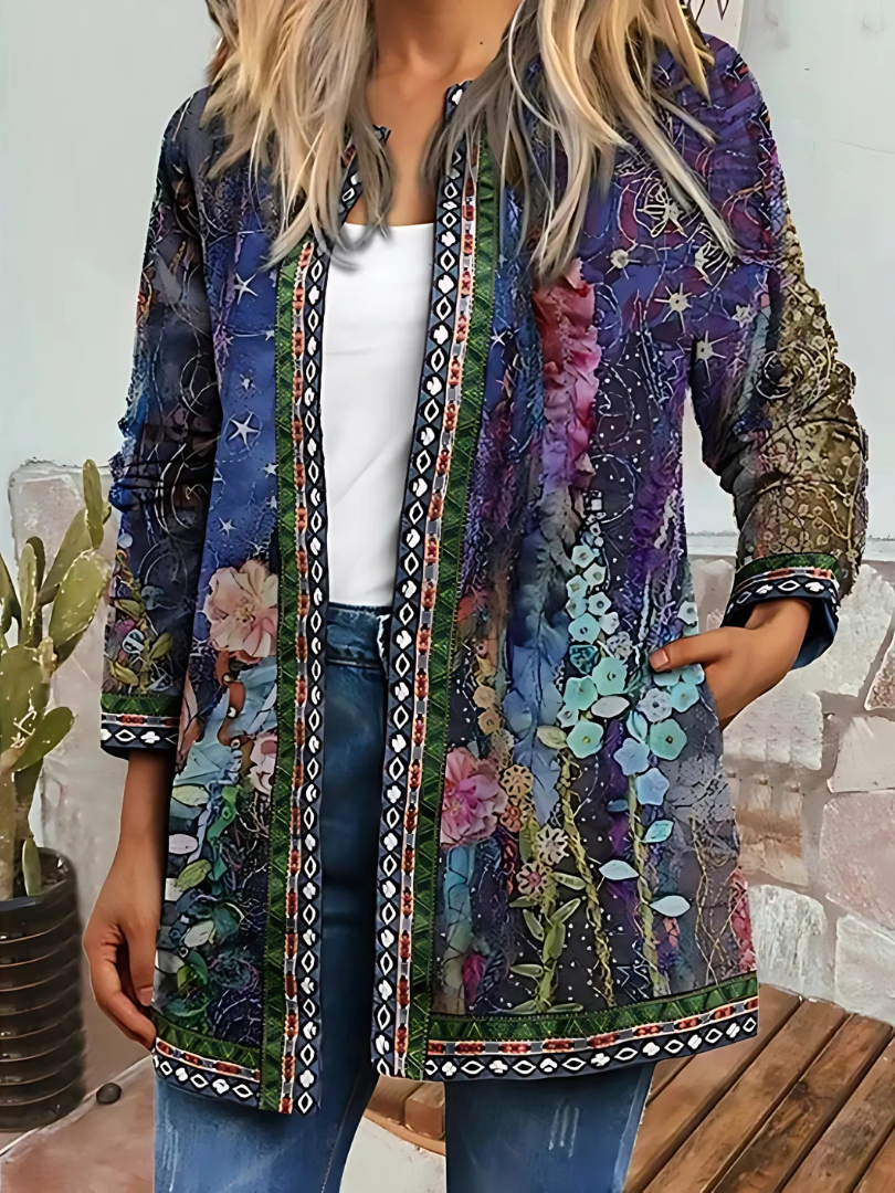 Drune | Damen Ethnischer Blumenmantel Jacke