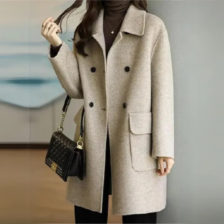 Drune | Warme Damen Wolljacke mit Langer Passform und Knopfverschluss