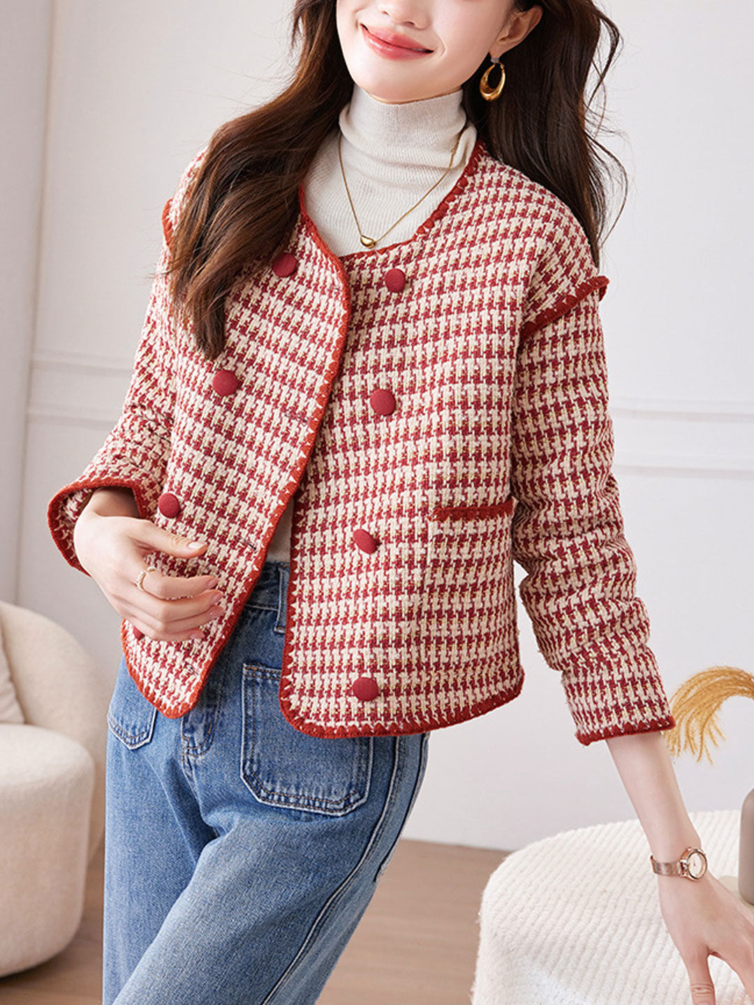 Drune | Klassische Rundhals-Tweedjacke