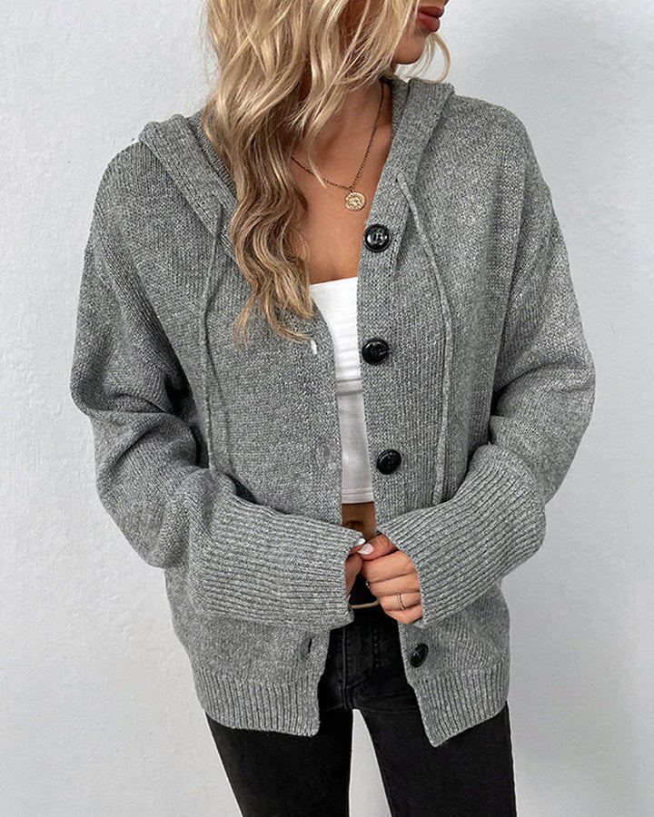 Drune | Schlichter Cardigan mit Kapuze und Schnüren