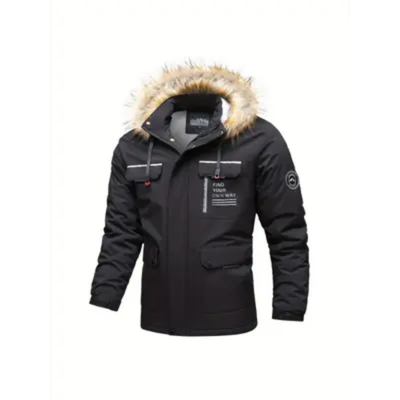 Drune | Herren Winterjacke mit verstellbarer Kapuze und Taschen-Detail-Design