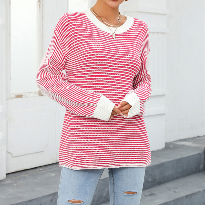 Drune | Gestreifter Strickpullover für Einen Modernen Look