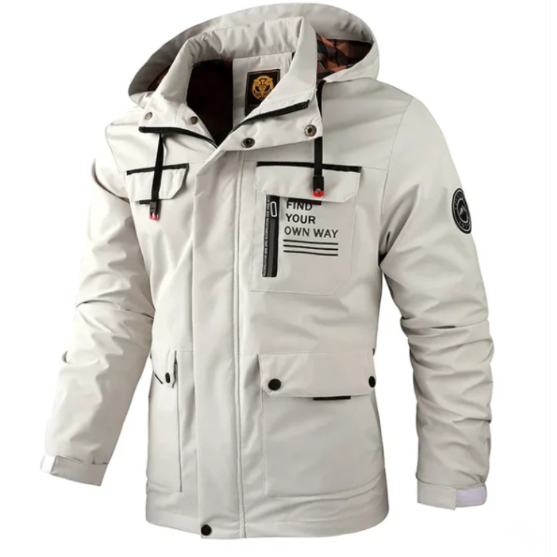 Drune | Herren Winterjacke mit verstellbarer Kapuze und Taschen-Detail-Design