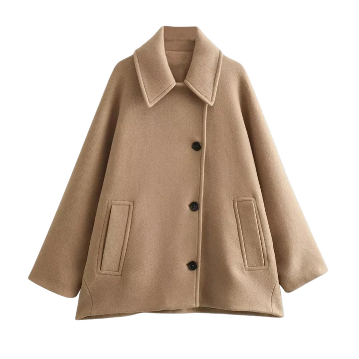 Drune | Damen übergangsjacke - Beige Oversized Mantel in Beige